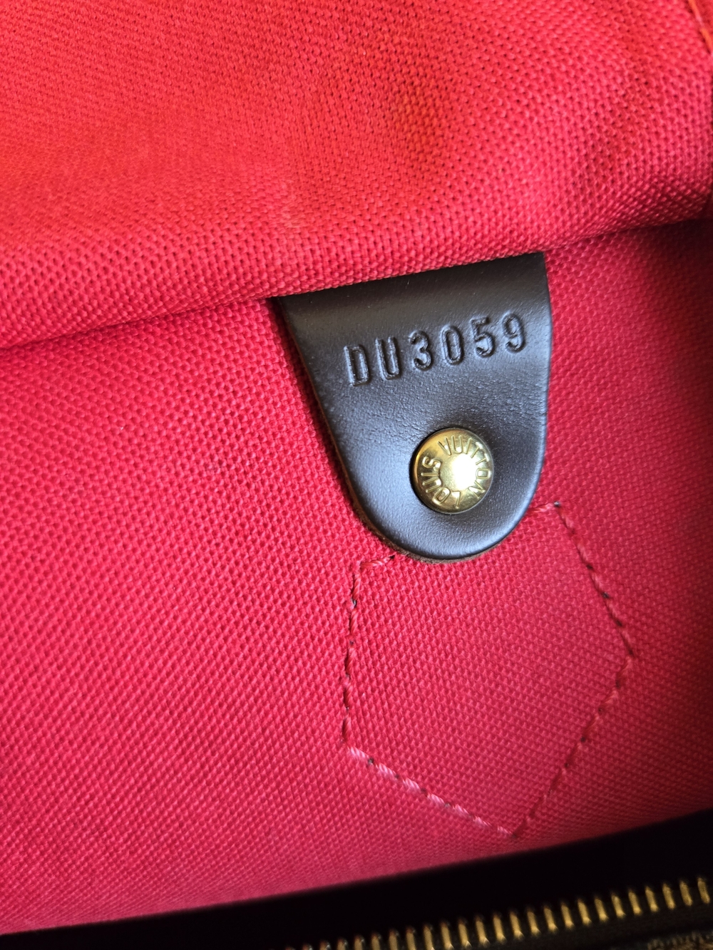 Louis Vuitton Red Canvas Interior with Dark Leather Tab - Picture 10 of 13